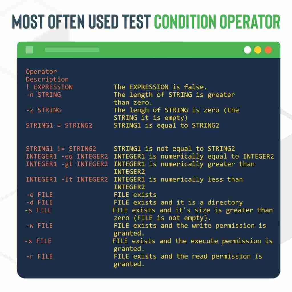 Bash test condition operator