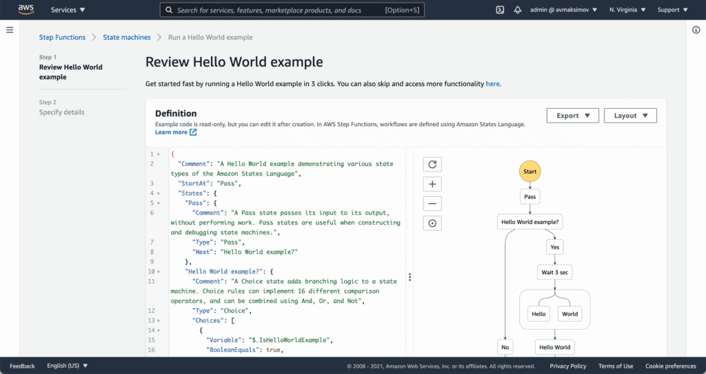 AWS Step Functions Tutorial - AWS HelloWorld example