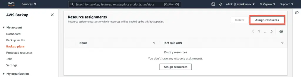 7. How to backup and restore EC2 instances using AWS Backup - Backup plan configuration - Assign resources
