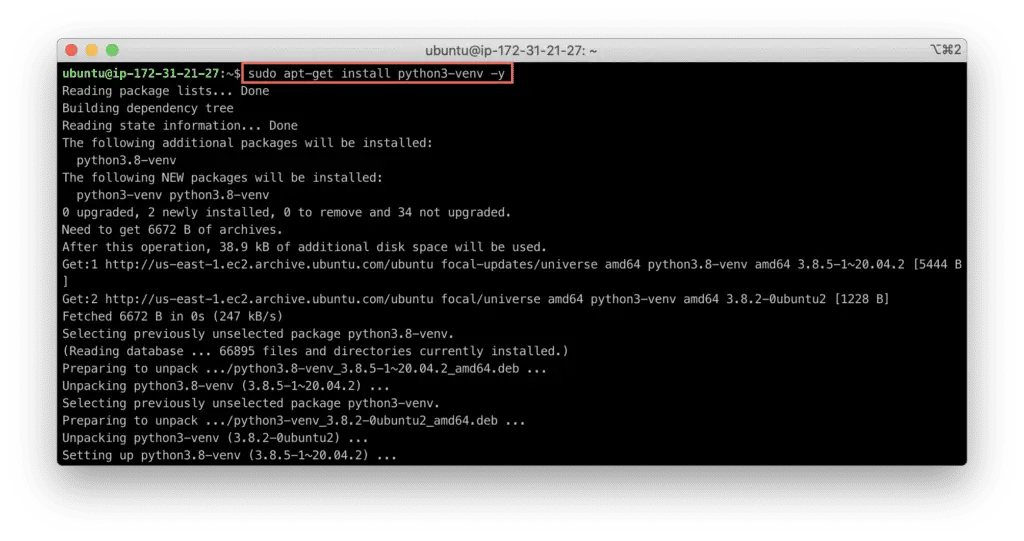 11. How to Install Python 3 development environment for Ubuntu Linux - apt-get install python3-venv