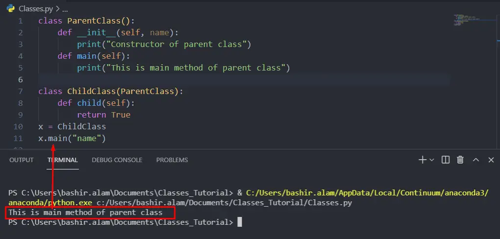 Inheritance example - Using parent class function