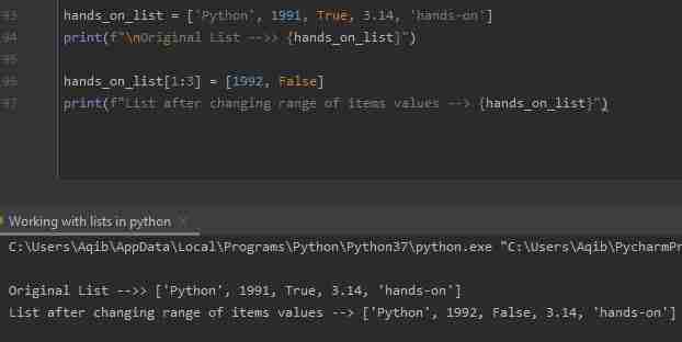 Working With Lists In Python - Changing Range Of Items Values