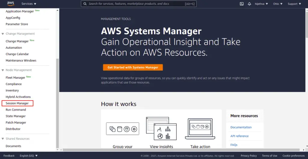 aws session manager access session manager