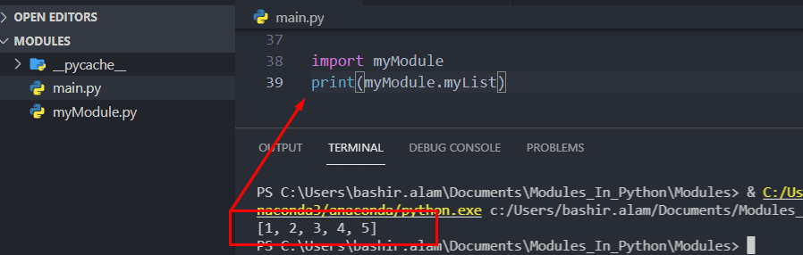 Importing variable from Python module