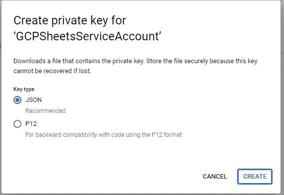 GCP - Download Service Account Key