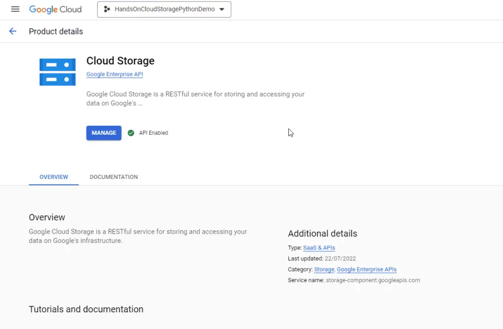 How to Work With Google Cloud Storage Using Python_enableAPI