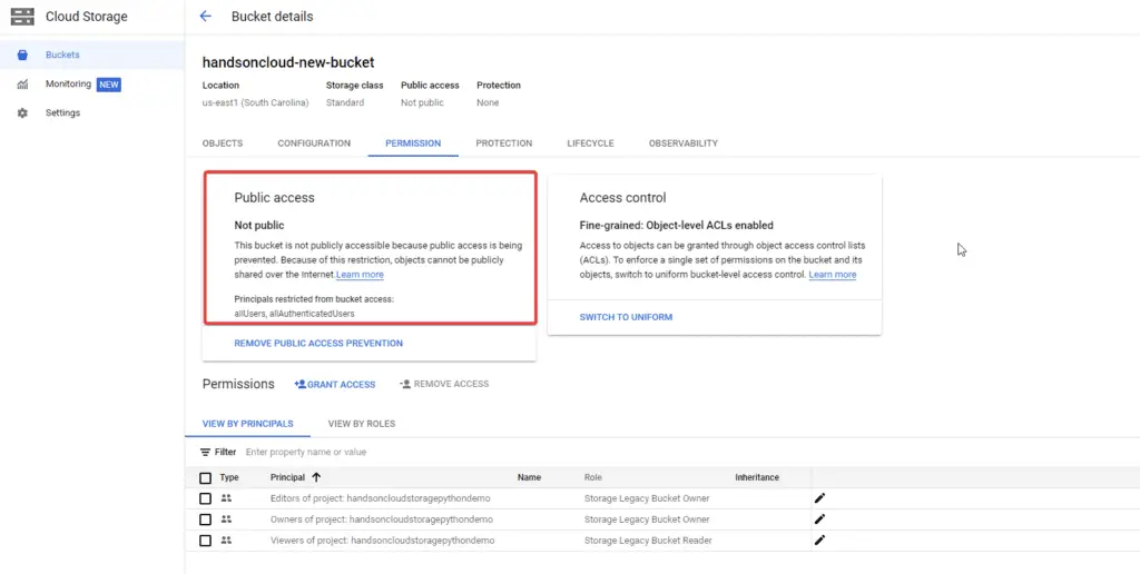 How to Work With Google Cloud Storage Using Python_restrict public access
