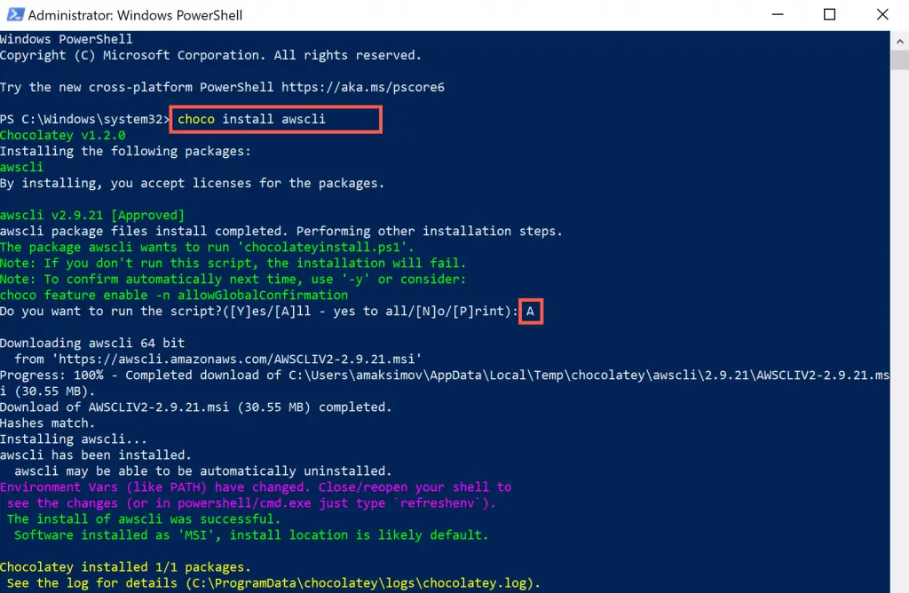 Install AWS CLI - Windows 10