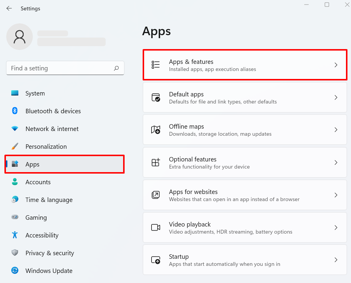 Apps> Apps & Feature Settings