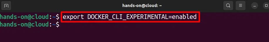 export DOCKER_CLI_EXPERIMENTAL=enabled