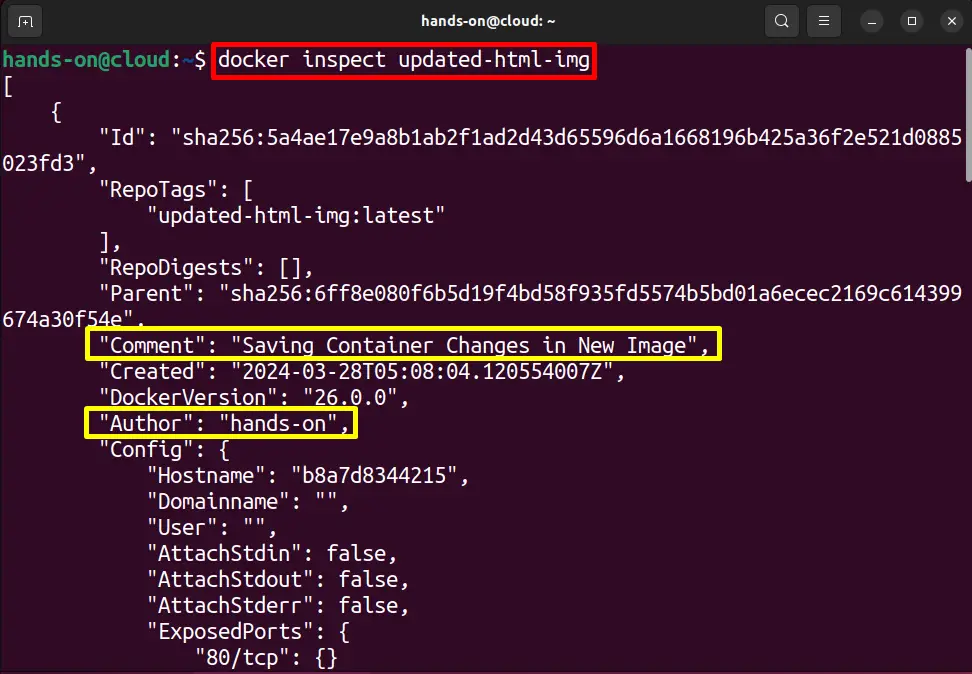 docker inspect updated-html-img