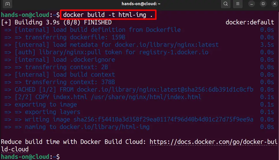 docker build -t html-img .