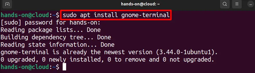 sudo apt install gnome-terminal