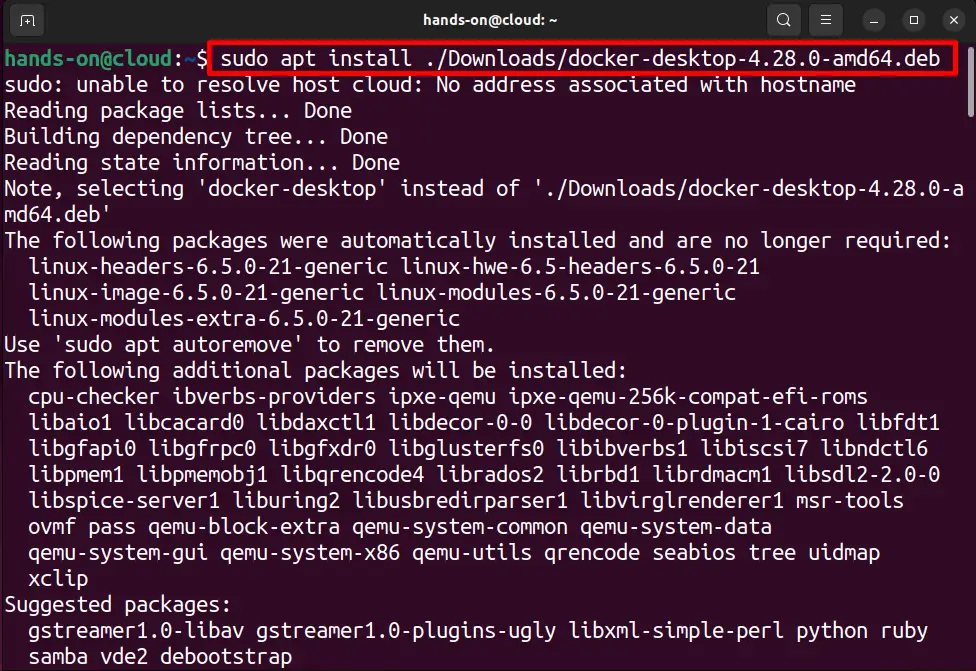 sudo apt install ./Downloads/docker-desktop-4.28.0-amd64.deb